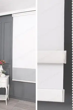 Çift Mekanizmalı Stor Perde Beyaz Düz Desen 15 V01