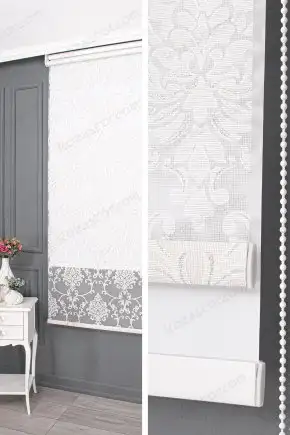 Çift Mekanizmalı Stor Perde Ekru Yakma Damask 20 V26