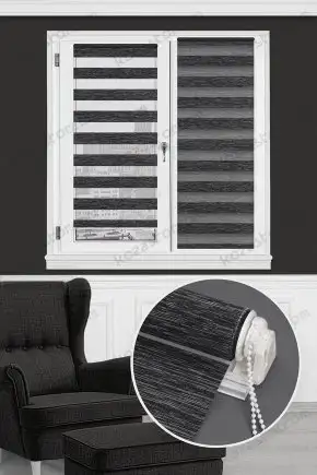 Mini Sistem Kırçıllı Siyah Bambu Zebra Perde 125 v10