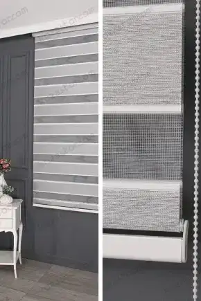 Zebra Perde Açık Gri İnce Plise Kenar Blackout 3060 V02