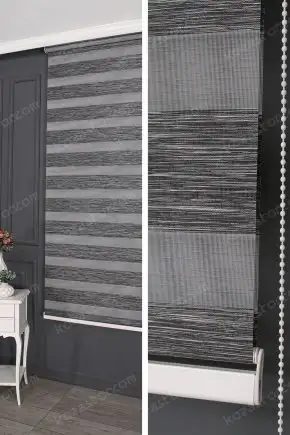 Zebra Perde Antrasit Gri Geniş Damarlı Bambu 3040 V08