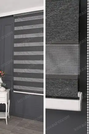 Zebra Perde Antrasit İnce Plise Kenar Blackout 3060 V11