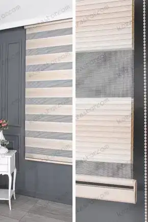 Zebra Perde Bej Degrade Geniş Plise 15950 V02