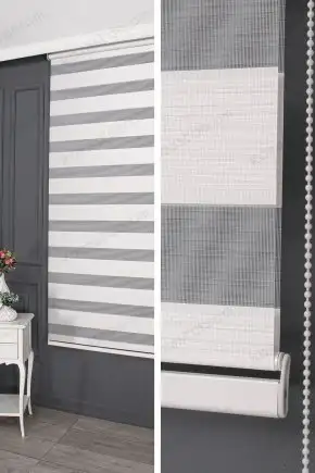 Zebra Perde Beyaz Geniş Damarlı Bambu 3040 V02