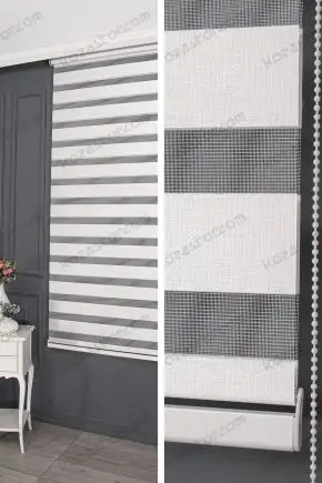 Zebra Perde Beyaz Parlak Koton 142 V01