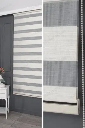 Zebra Perde Ekru Geniş Damarlı Bambu 3040 V03