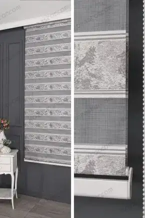 Zebra Perde Gri İnce Plise Kenar Degrade Jakarlı 3030 V06