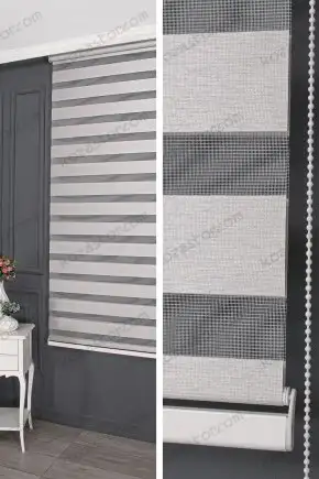 Zebra Perde Gri Parlak Koton 142 V07