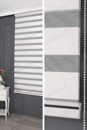 Zebra Perde Jakarlı Beyaz 3090 V02