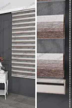 Zebra Perde Kahve Degrade Parlak Koton 143 V02