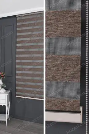 Zebra Perde Kahve Parlak Koton 142 V04