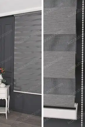 Zebra Perde Koyu Gri Parlak Koton 142 V09