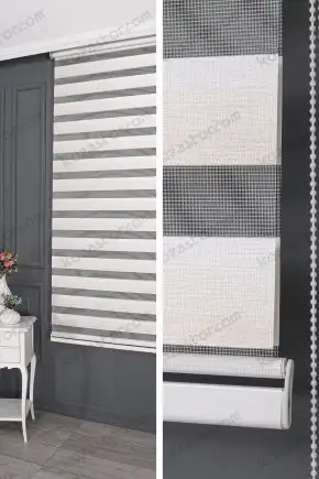 Zebra Perde Krem Degrade Parlak Koton 143 V01