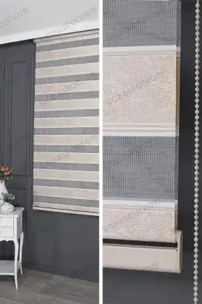 Zebra Perde Krem İnce Plise Kenar Degrade Jakarlı 3030 V01