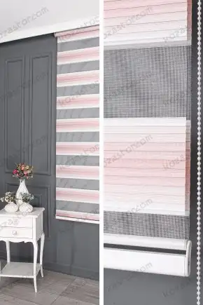 Zebra Perde Pembe Degrade Geniş Plise 15950 V05