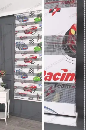 Zebra Perde Renkli Araba Baskılı 550 V17