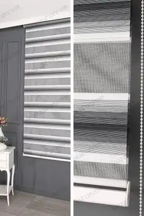 Zebra Perde Siyah Degrade Geniş Plise 15950 V08