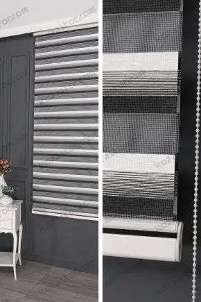 Zebra Perde Siyah Degrade Parlak Koton 143 V03