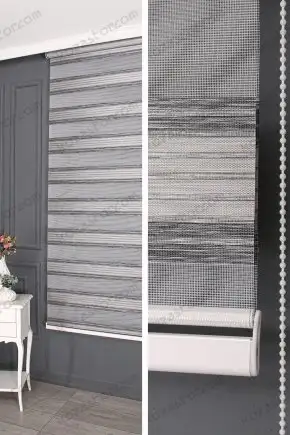 Zebra Perde Siyah Şerit Geniş Plise 15958 V09