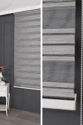 Zebra Perde Gri Siyah Şerit Kırçıllı 3010 V07